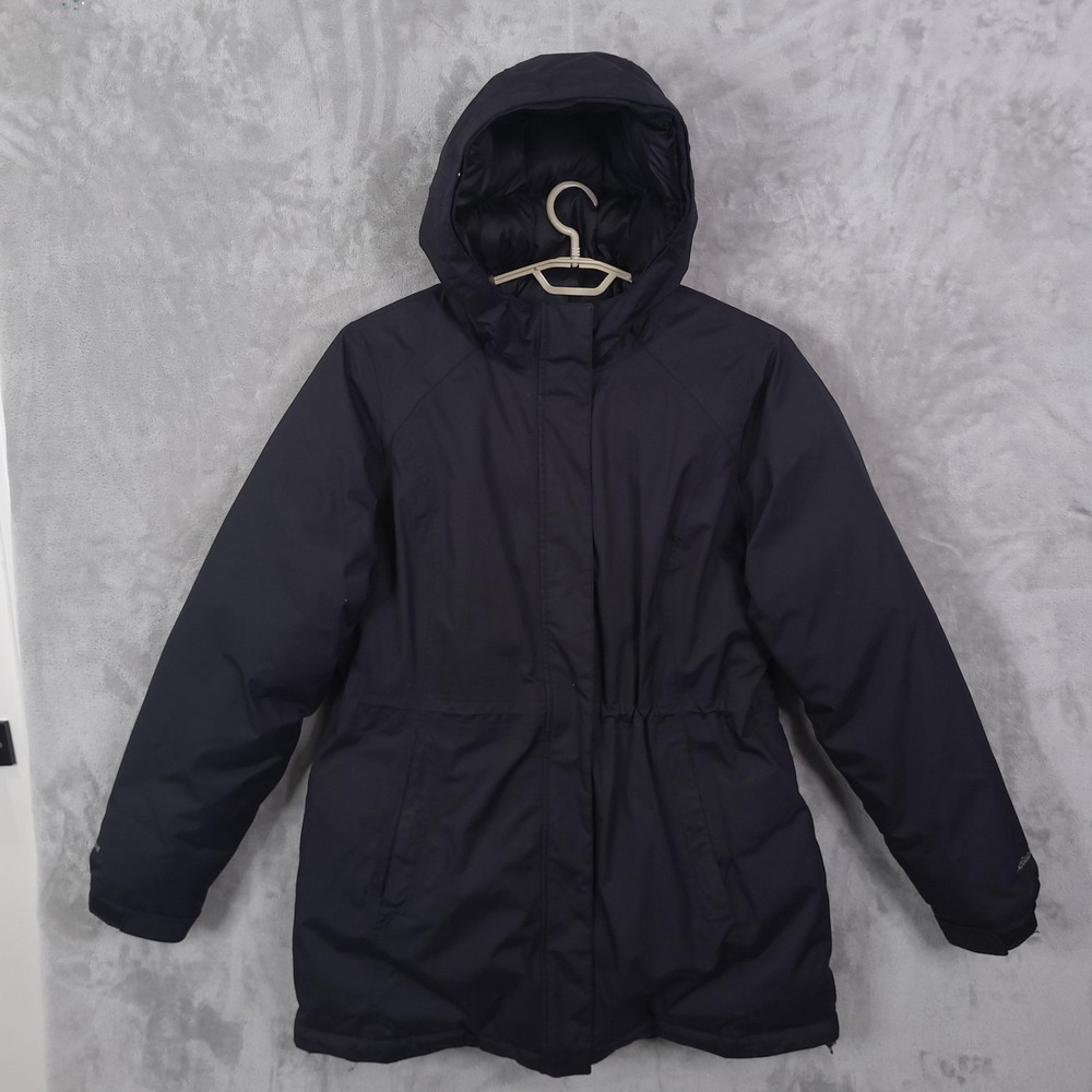 Eddie Bauer Down Parka Women TL Black Insulated Hooded Winter Puffer Jacket